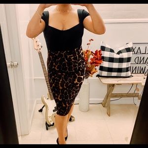 Leopard Print Pencil Skirt size:M